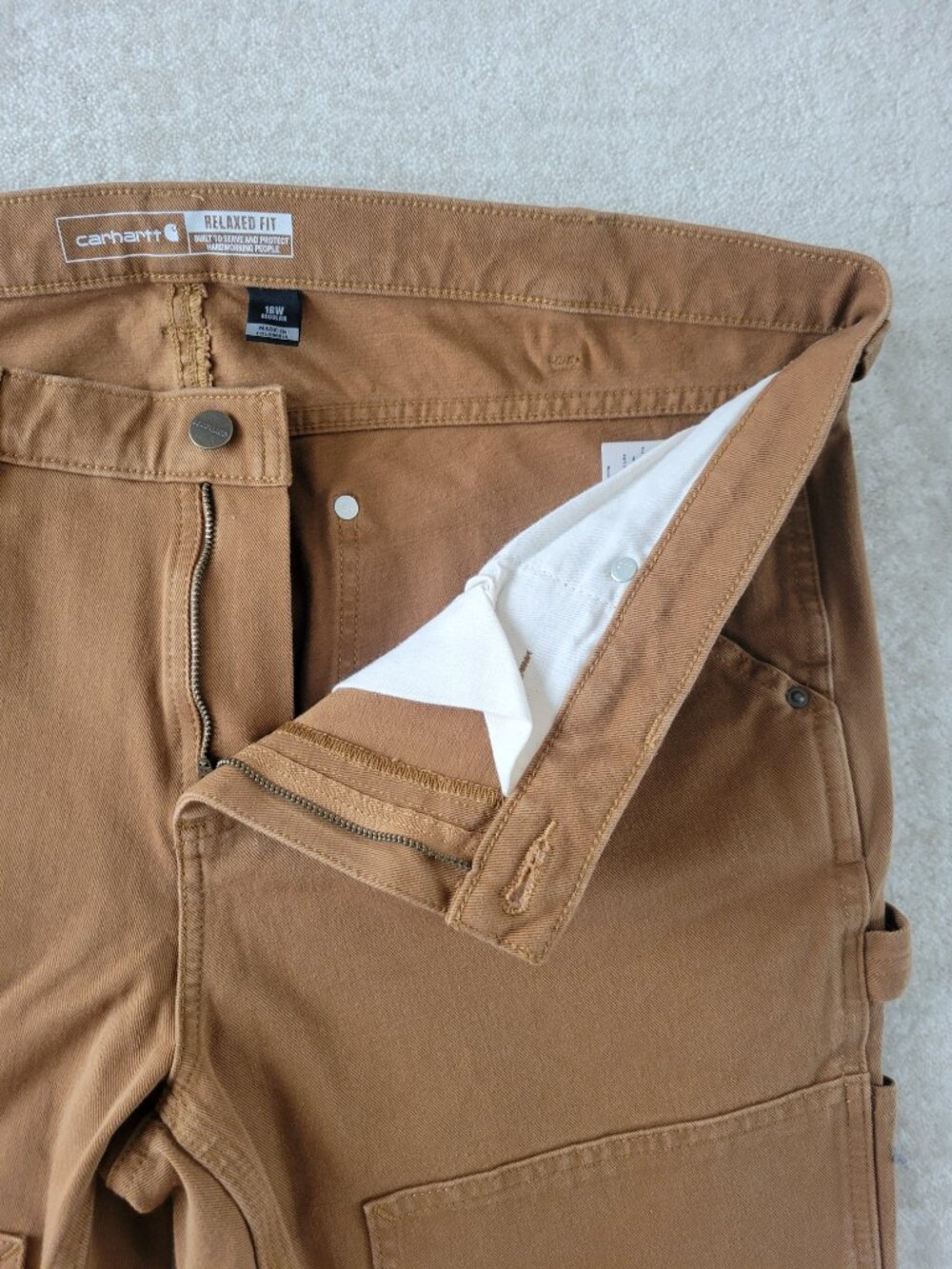 Carhartt Rugged Flex Relaxed Fit Twill Double Front Work Pant 16W Tan Womens - Picture 11 of 16